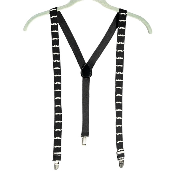 “I Moustache You” Suspenders “Y” Style Swag 1” Wide Clip-On Fun Unisex Stretch - Picture 12 of 14
